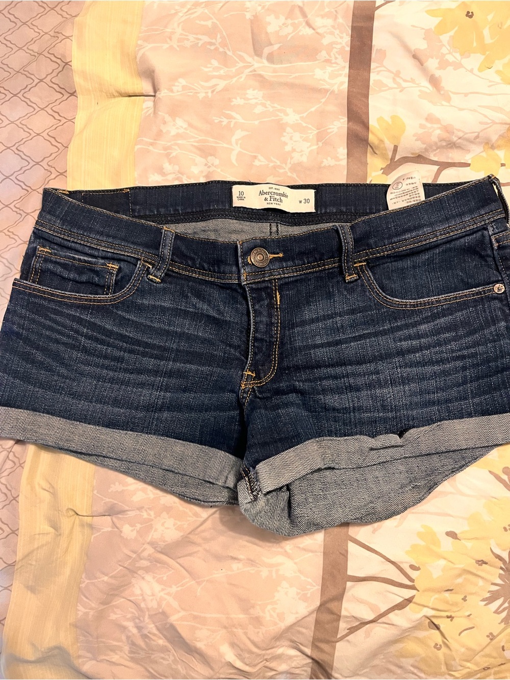 Abercrombie & Fitch Indigo Rolled-Hem Denim Shorts